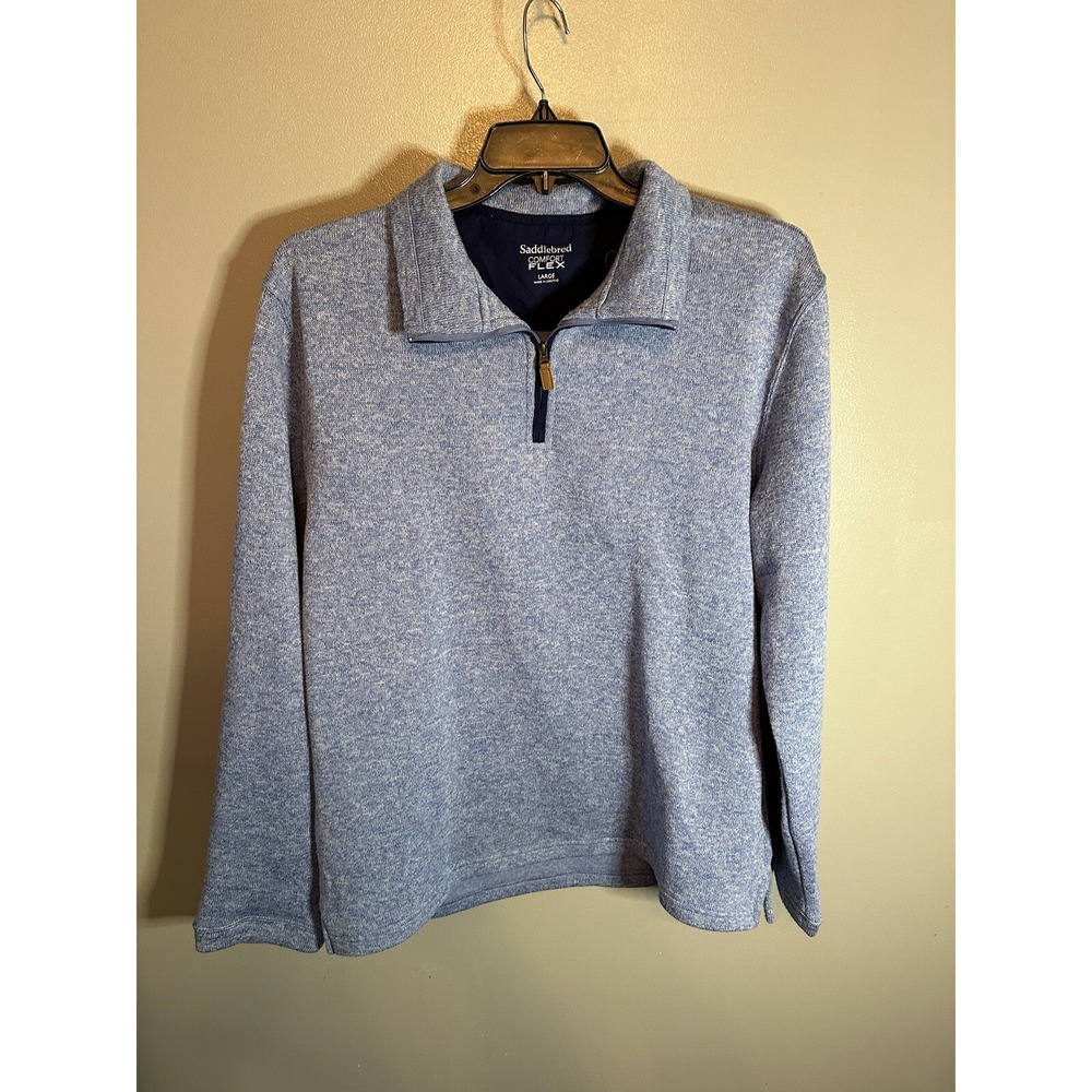Saddlebred Mens Sz L Pullover 1/4 Zip Long Sleeve Sweater Blue